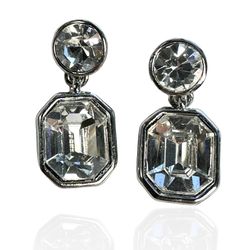 Vintage Crystal Metal Drop Earrings Jewelry 