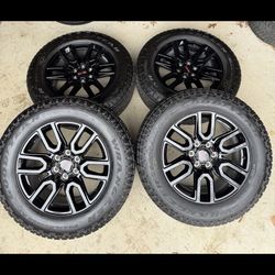 2025 20" GMC Sierra Yukon 1500 Black Wheels Rims Tires OEM GM Set 5(contact info removed) 