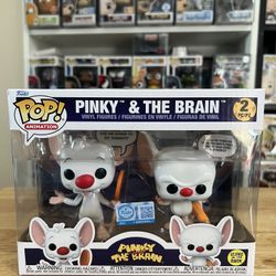 NEW IN HAND SOLD OUT EXCLUSIVE GLOW Pinky & The Brain 2-Pack Funko Pop Animation