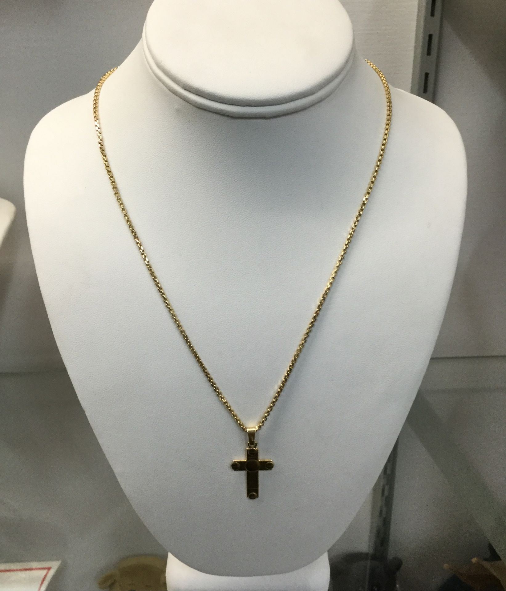 10k Yellow Gold Chain with 10k Gold Cross Pendent