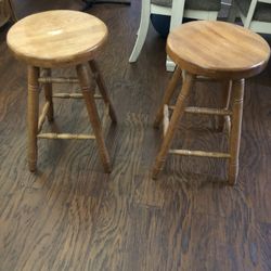 Solid Oak Wood Revolving Stools