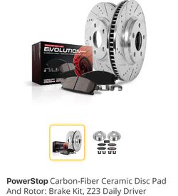 PowerStop Rear Brake Kit for Chevrolet Astro 2003-05 |Avalanche 1 |Silverado 1-06 - Drilled and Slotted Disc Rotors with Carbon-Fiber 