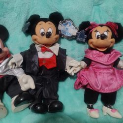 Vintage Disney Applause 12" MGM Hollywood Mickey Minnie Dolls Dress Tuxedo