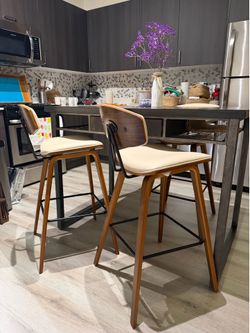 Bar Stools Set of 3 – Target, Cream/Wood