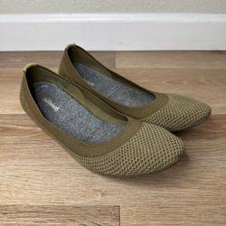 Allbirds Women's Tree Breezer Olive Green Breathable Comfort Ballet Flats, Sz 9