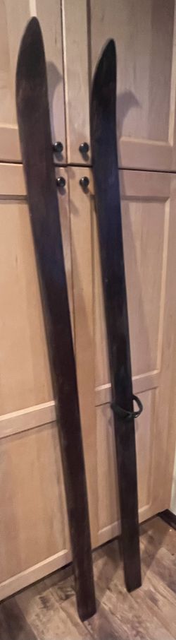 Antique 70" Cross Country Wooden Skis Classic wooden skis, perfect for decor or collection.  W Bloomington