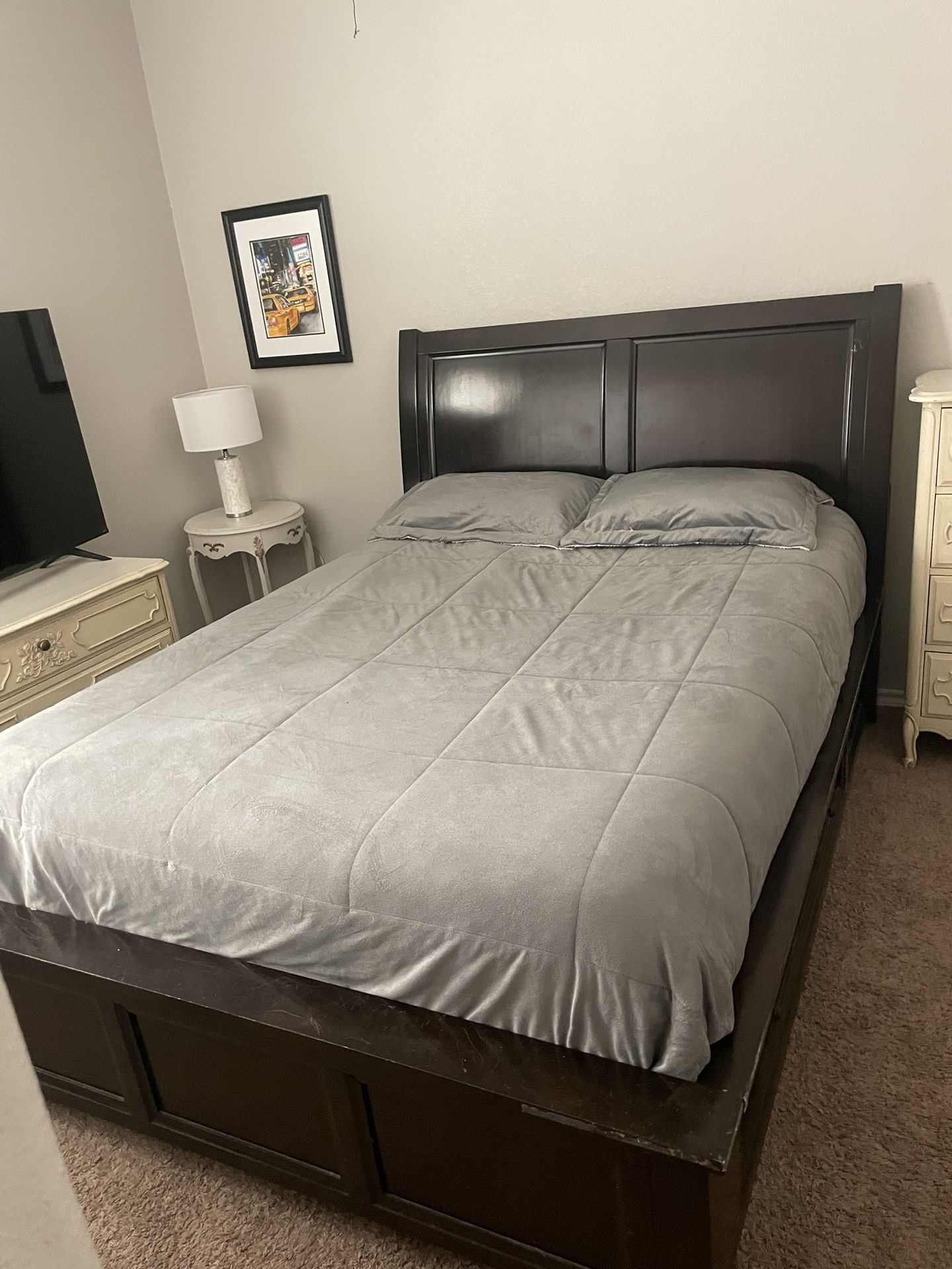 Bed Frame with Headboard and Storage