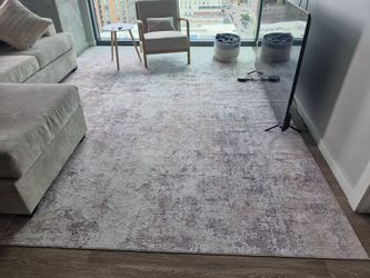 9x12 Washable Beige/Grey Abstract Area Rug