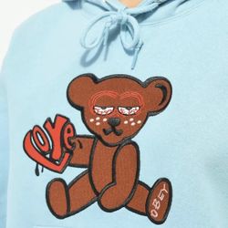 Obey Mellow Teddy Embroidered Blue Hoodie