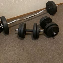 Dumbbells And EZ Curl Bar