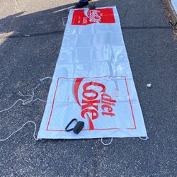Coca Cola Vinyl Banner. 32 Inches By 143 Inches Long Tie Ropes At Each End Brand New