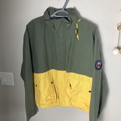 Vintage Polo Sport Ralph Lauren Green Yellow Colorbock Windbreaker Jacket men’s size Medium