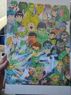 11x17 Marvel DC Anime Justice League Avengers Fan Art Batman Superman Spiderman