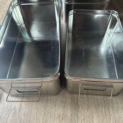 Metal organizer containers/bins with covers $4 each
