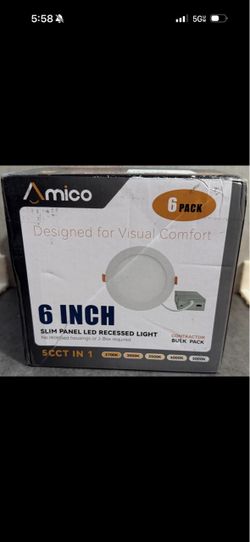 Amico 6 in. Adjustable 5CCT 6-Pack Canless LED Recessed Ceiling Light 1050 LM