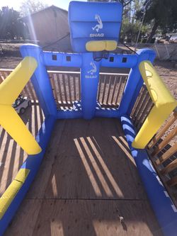 14' Shaq Constant Air Inflatable Basketball Court with Sprinkler and Pump for ages 3-8yrs $80