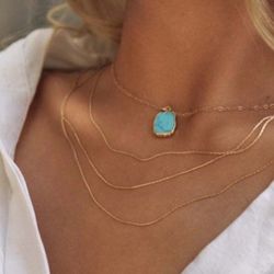 Turquoise  Gold Gemstone Necklace