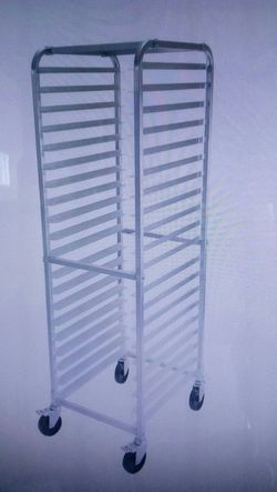 Winco 20-Tier Aluminum Sheet Pan Rack with Brakes
