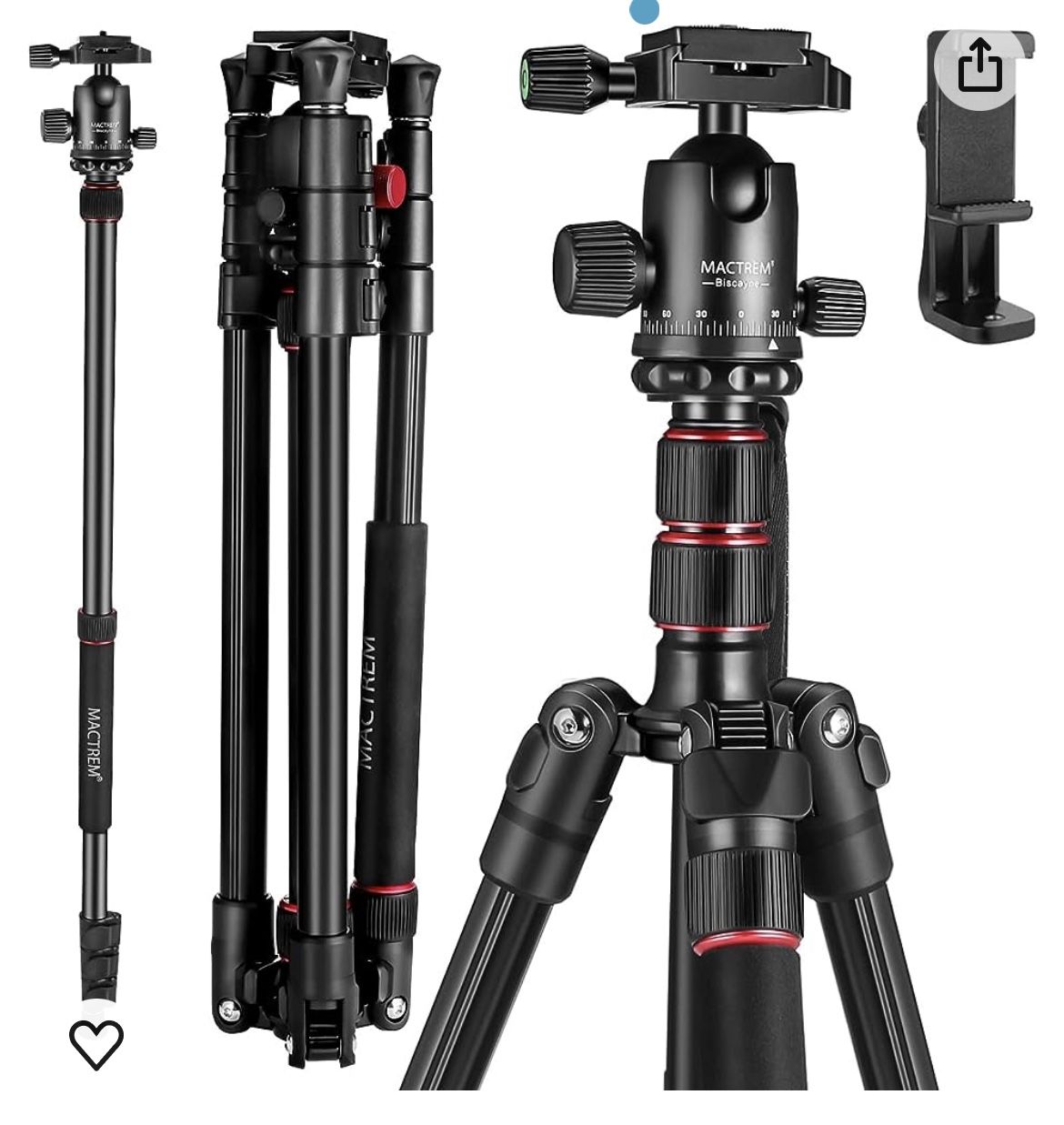 MACTREM 80" Camera Tripod, DSLR Tripod 