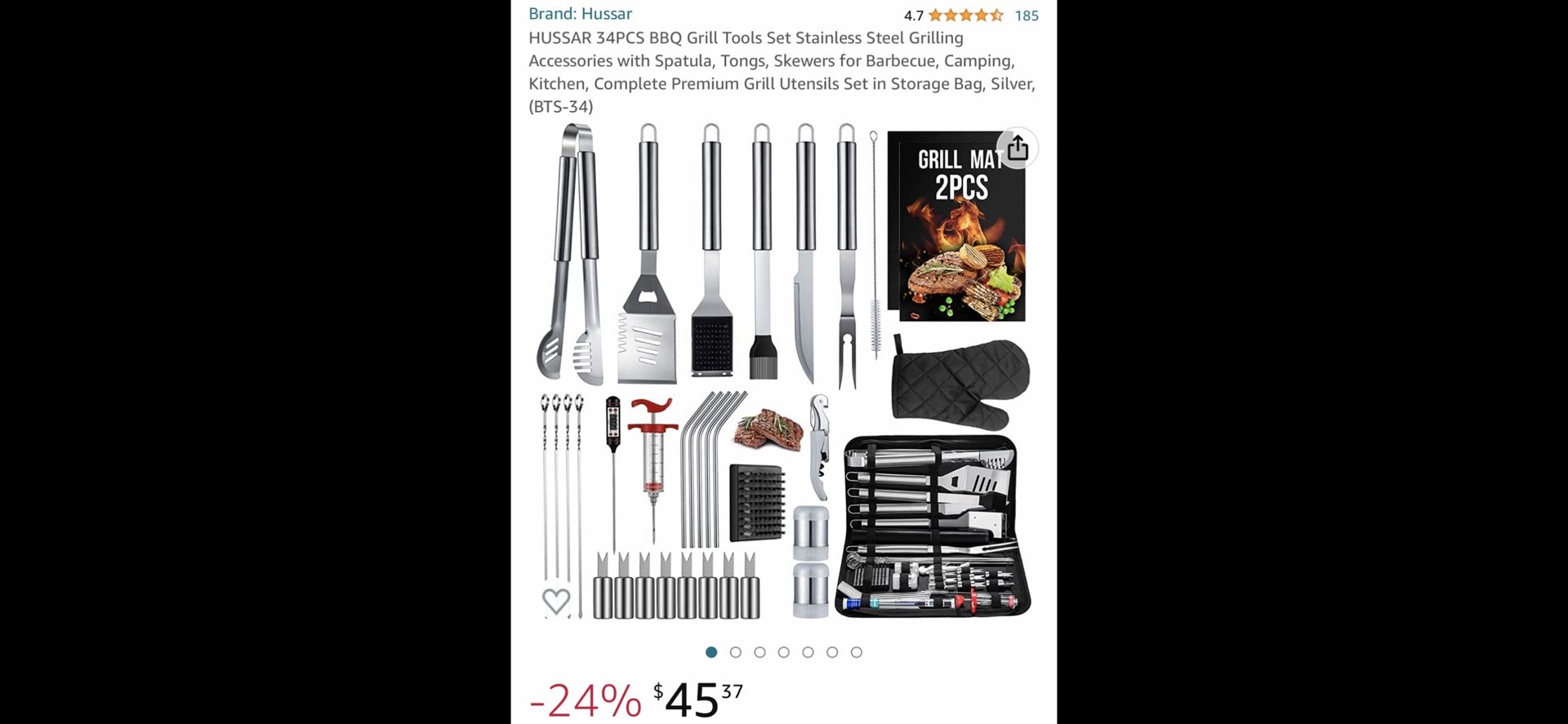 HUSSAR 34PCS BBQ Grill Tools Set Stainless Steel Grilling