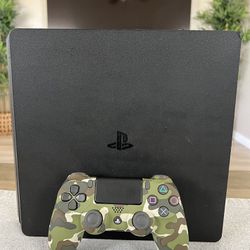PlayStation 4 Slim Black 1TB Console with Green Camouflage PS4 Controller