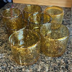 Set of 7 - Handblown Amber Glasses