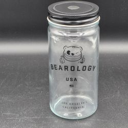 Original Bearology USA Clear Drinking Glass W/Lid