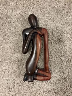 Wooden Sculpture “Thinking Man”