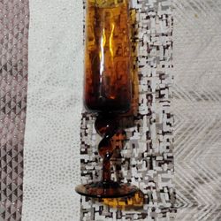 MCM Empoli Art Glass Italy Amber Optic Footed Twisted Swirl Stem Vase Compote

BEfore Treasures (1190)