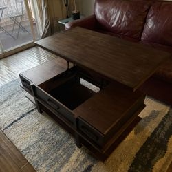 Lift-Top Coffee Table with Hidden Storage
