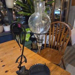 Vintage Wine Aerator Decanter With Wrought Iron Stand 
