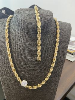 10k gold SOLID rope chain and rope bracelet combo deal for a good price!!