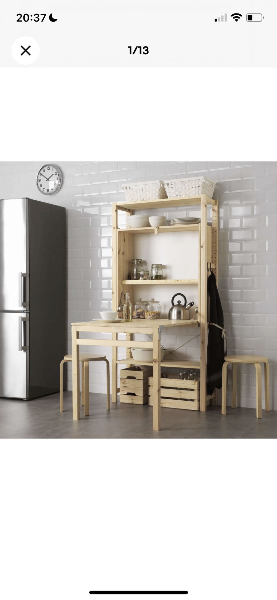 Ikea Ivar Solid Pinewood Folding Table With Storage Cabinet