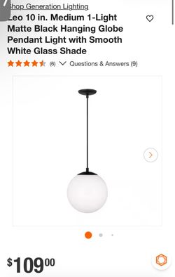Generation Lighting Leo Matte Black Globe Pendant Light