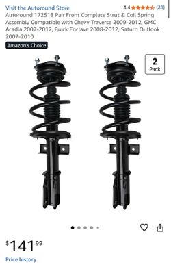 Autoround 172518 Pair Front Complete Strut & Coil Spring Assembly Compatible with Chevy Traverse 2009-2012, GMC Acadia 2007-2012, Buick Enclave 2008-2