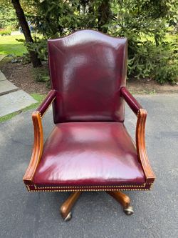 Burgundy Leather Executive Office Chair from Hickory Chair