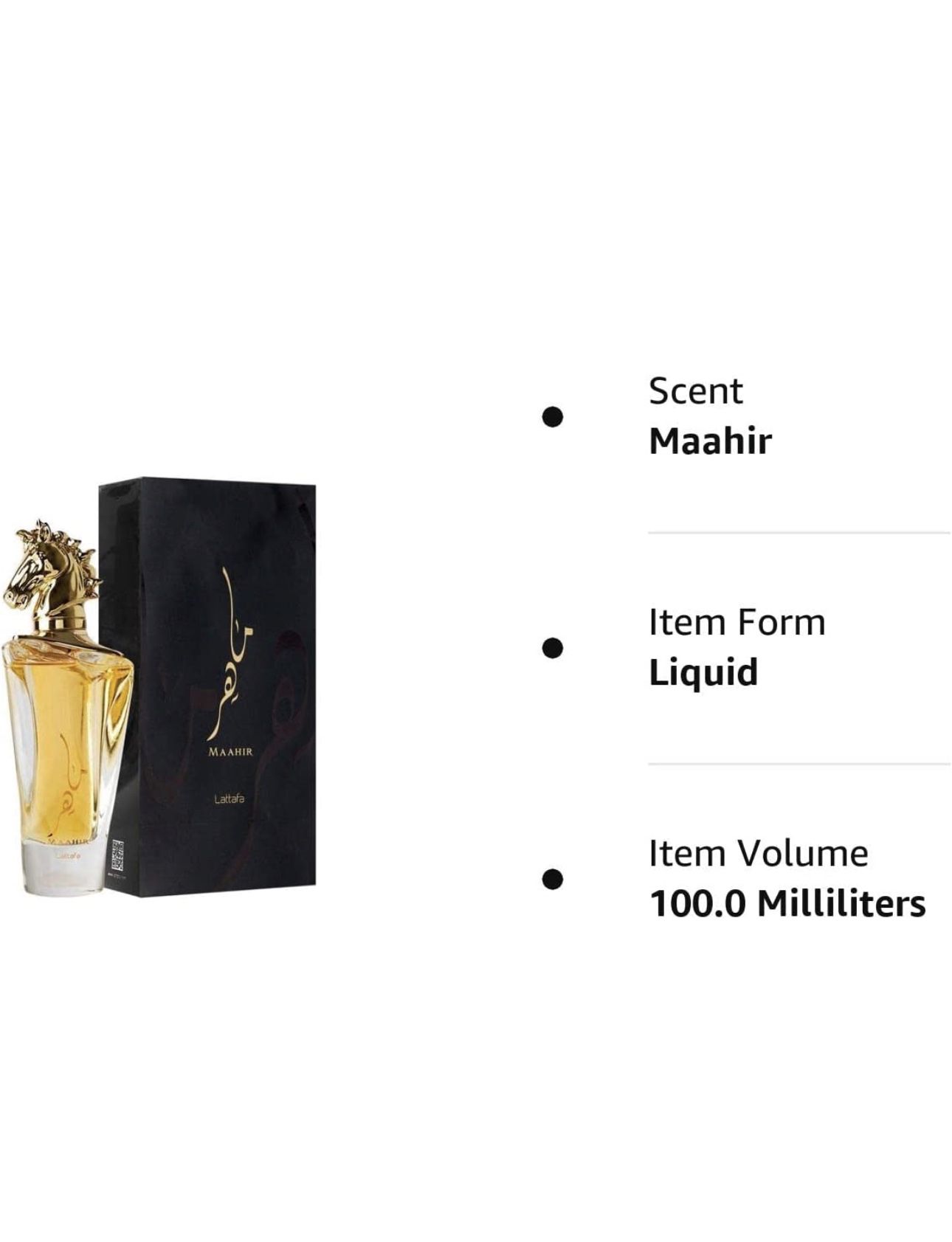 Lattafa Maahir for Unisex Eau de Parfum Spray, 3.4 Ounce