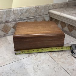 Wooden Box With Attached Lid