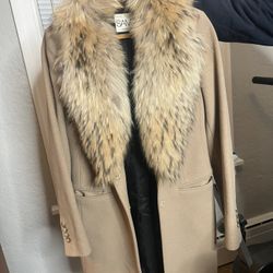 Fur Collar Wool Coat XS