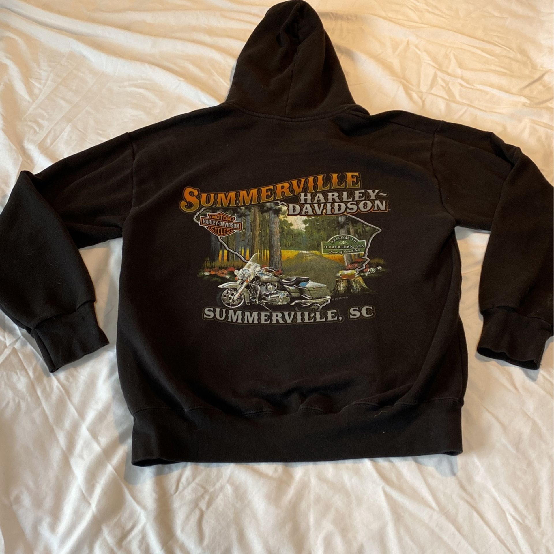 Harley Davidson Zip Up Black Hoodie Size Small