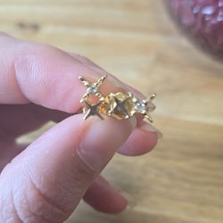 Super Cute 14k Gold Star Earrings With Diamond Accent