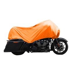 X AUTOHAUX Motorcycle Cover Lightweight Half Cover Outdoor Waterproof Rain Dust Protector Orange XL Size for Most Full Dress Touring Cruiser