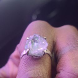 Aqua Aura Silver Ring