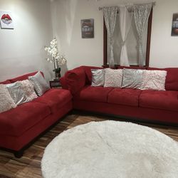 Red Couch And loveseat 