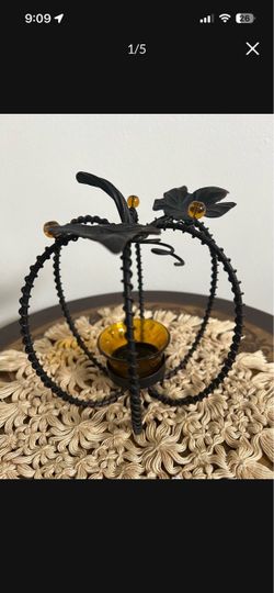 Metal Pumpkin Tealight Candle Holder Fall