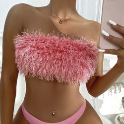 Fuzzy bikini bandeau Top Only. S