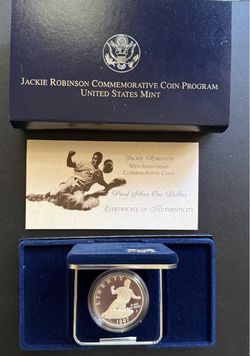 1997 Jackie Robinson Proof Commemorative Silver Dollar in the OGP