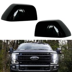 New Exterior Door Top Half Tow Mirror Cap Cover for Ford Super Duty 2017-2022 F250 F(contact info removed)-2019 F450 F550 (Glossy Black