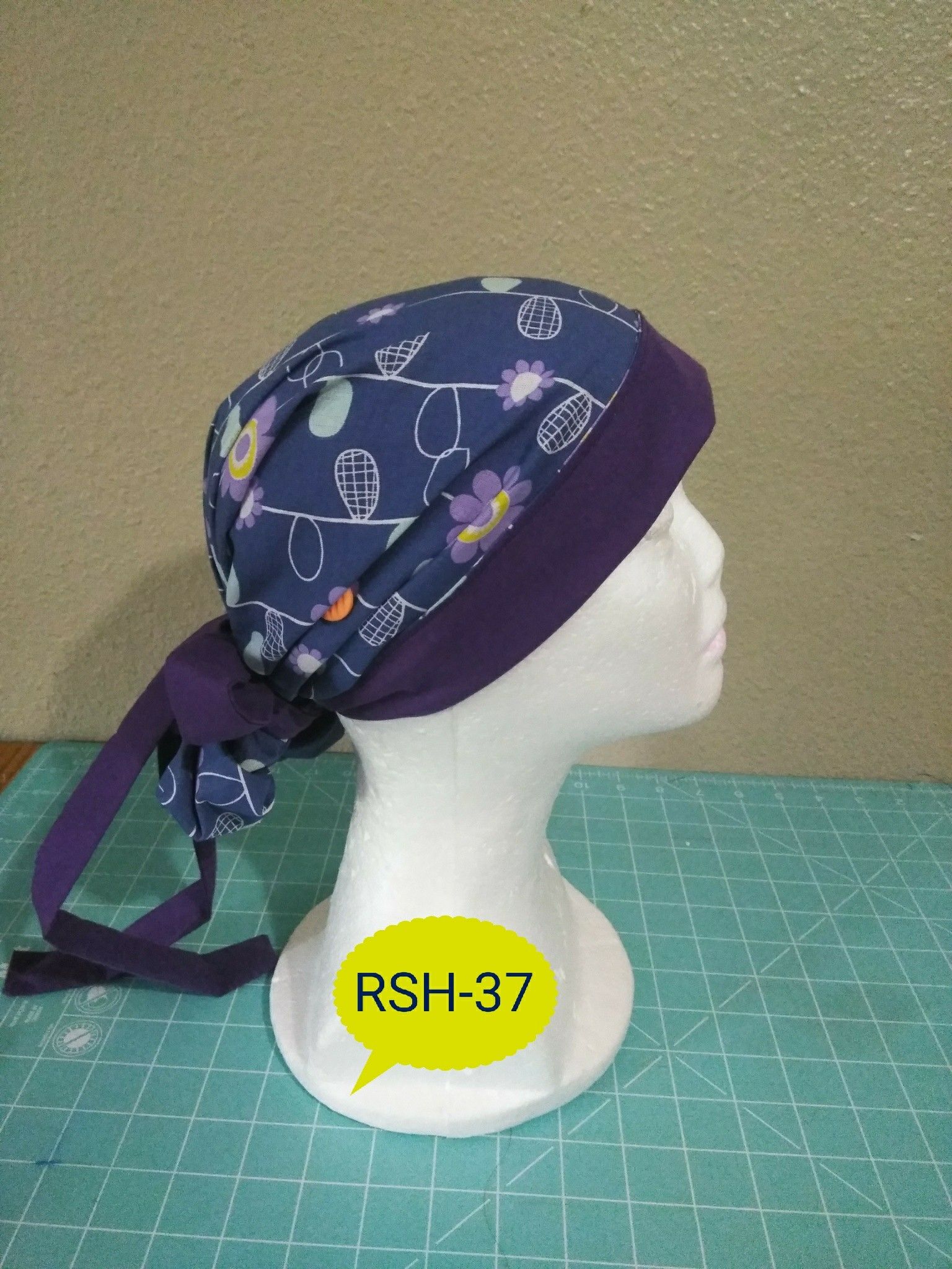 Two Tone Reversible Surgical Hat with Buttons