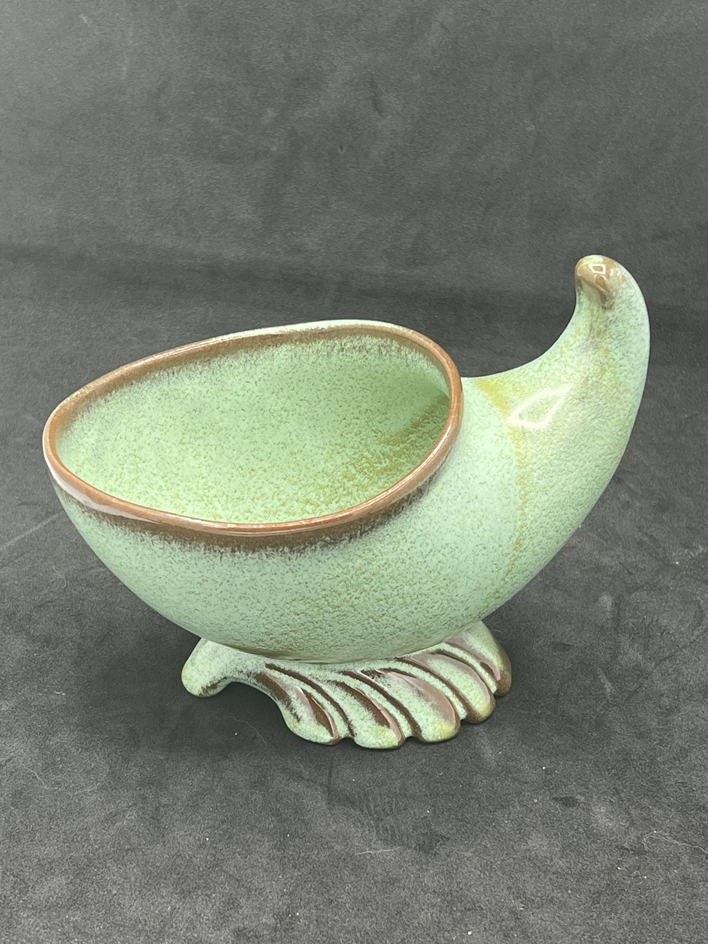 Vintage Frankoma Pottery Woodland Moss Cornucopia Planter 57S Decor This vintage Frankoma Pottery planter features a unique woodland moss design wit